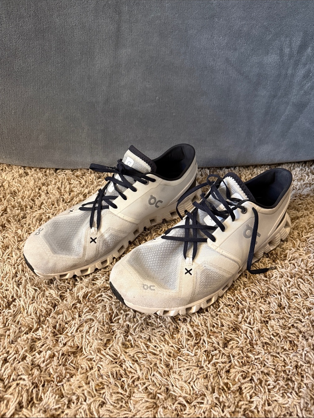 On Running Men's Neutral White Running Shoes with Black Accents